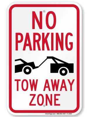 美国违章停车必被拖车标志(Tow Away Zone)、禁止过夜停车与消防通道(Fire Lane)禁停牌