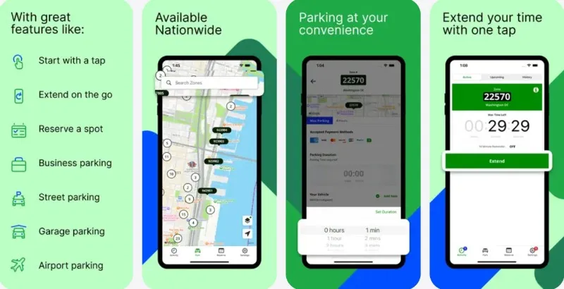 美国最好用、覆盖最广的停车付费手机 App 推荐:ParkMobile, SpotHero 界面截图