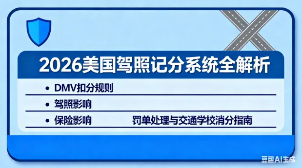 2026美国驾照扣分系统(Point System)全解析：各州DMV规则、保险涨幅与交通学校消分指南