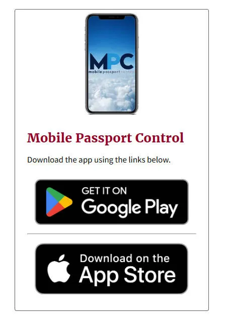 美国海关 CBP 官方发布的 Mobile Passport Control (MPC) 手机应用填写海关申报表界面