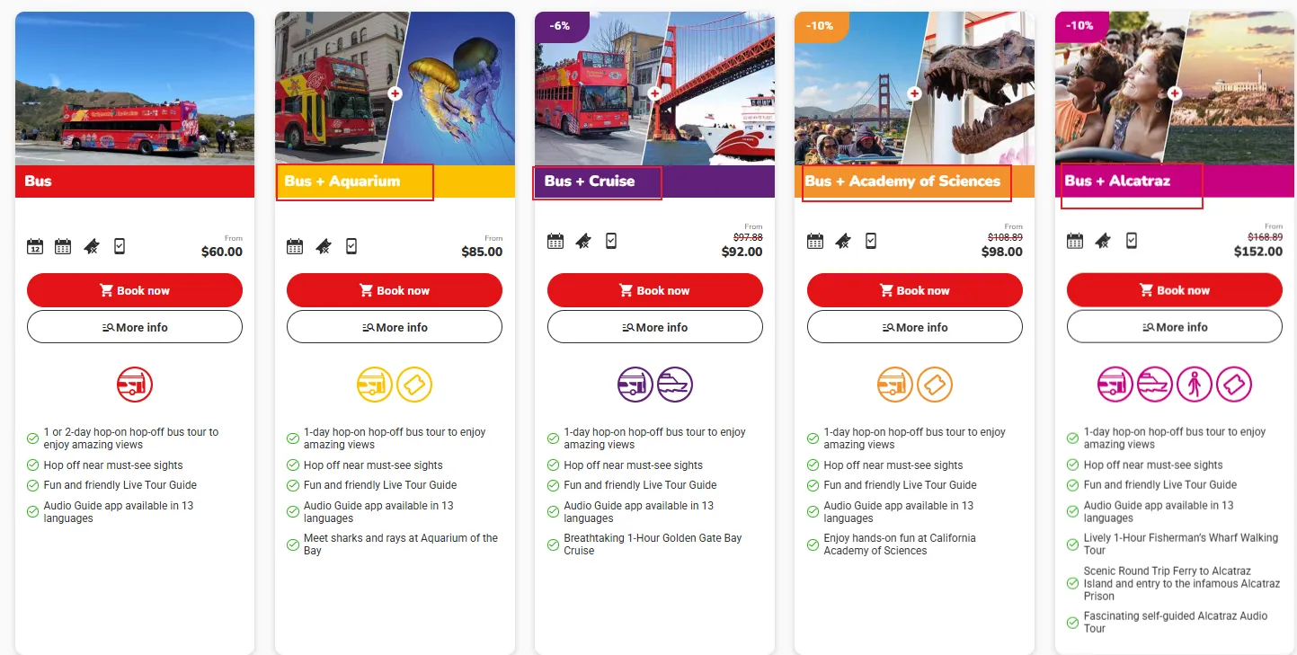 旧金山 City Sightseeing 观光巴士与恶魔岛/金门大桥游船组合省钱套票