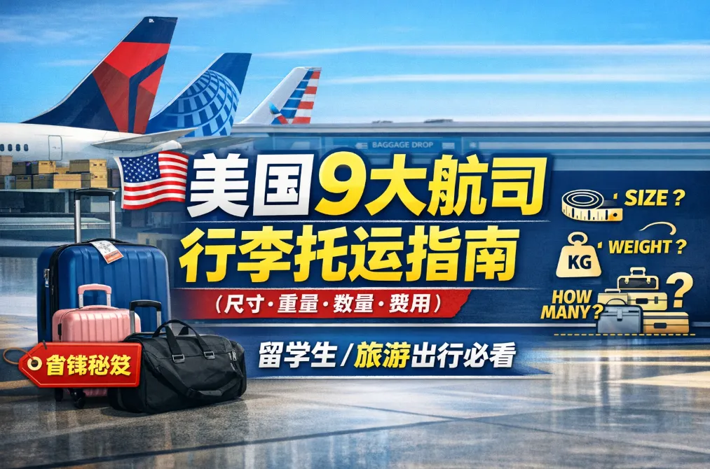 2026美国9大航司行李托运规定全攻略：尺寸重量、收费标准与免托运费秘籍