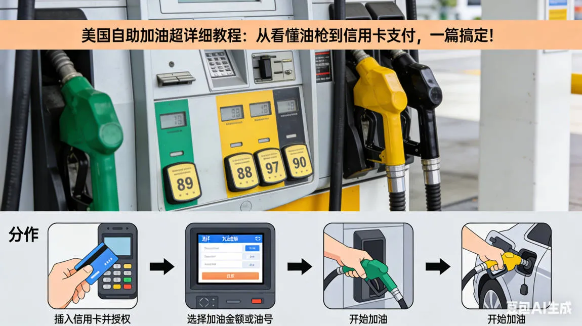 2026美国自助加油全攻略：图解油枪、ZIP码破解与省钱小贴士
