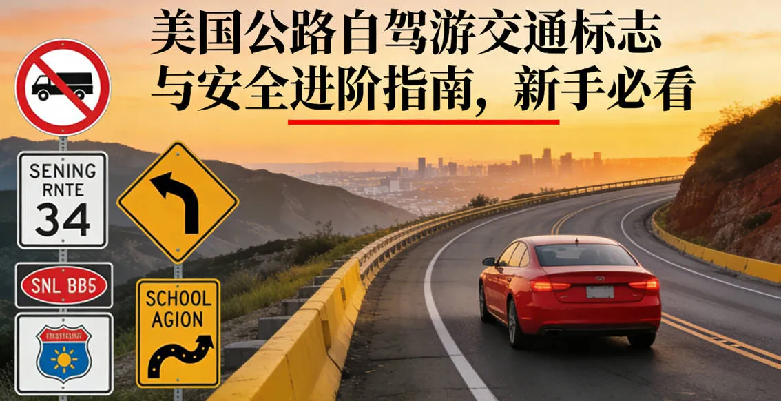2026美国自驾游攻略：新手必看的交通规则、标志图解与防罚单指南