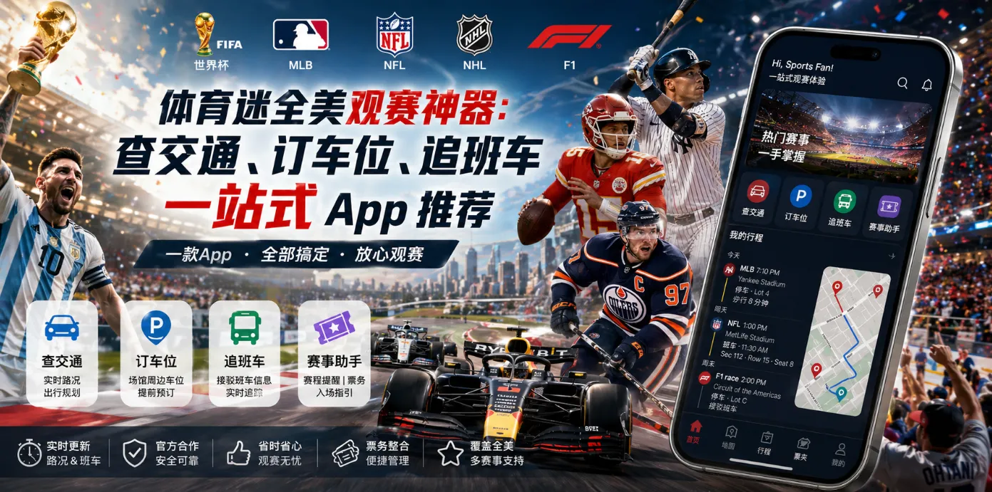 2026美国看球必备App推荐：球场停车SpotHero、Waze封路导航与F1观赛工具指南