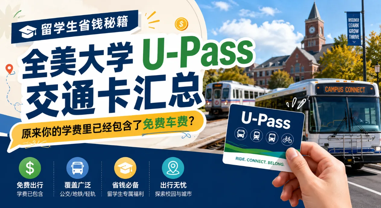 美国留学生交通省钱攻略：全美大学 U-Pass 免费公交地铁卡申请汇总