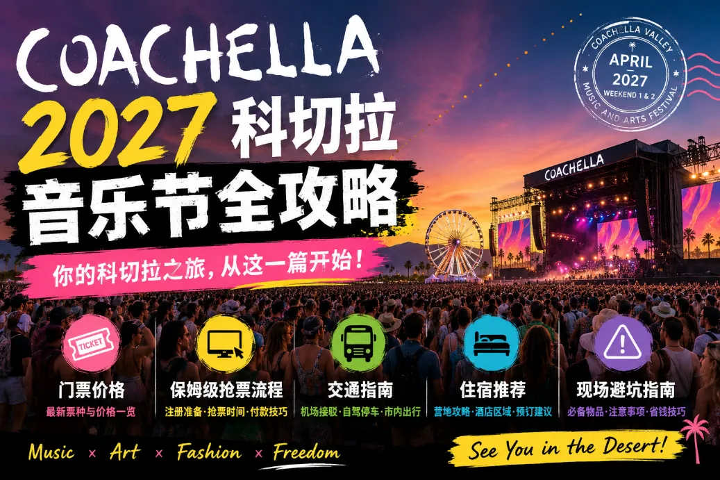 2027 Coachella科切拉全攻略：AXS抢票秘籍、阵容预测与露营避坑指南