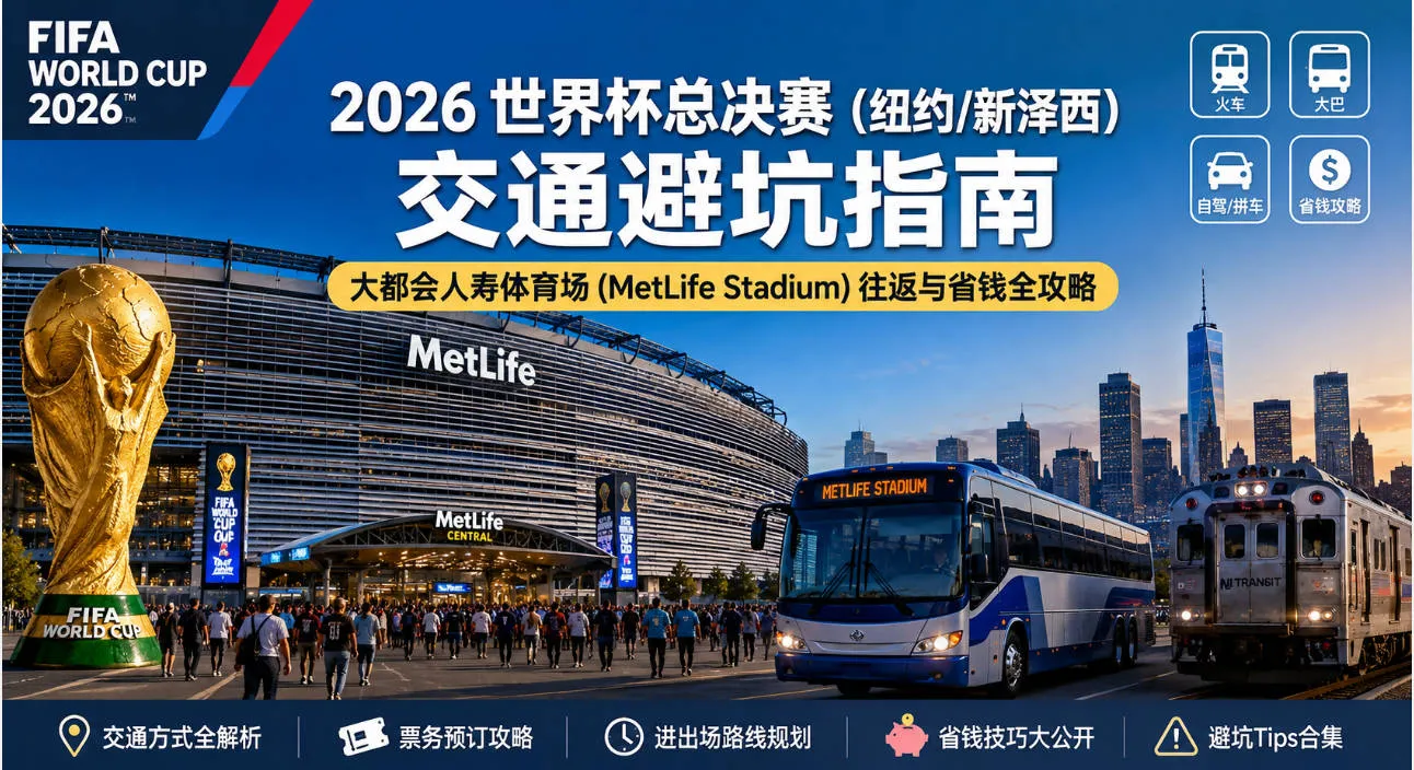 2026世界杯总决赛交通全攻略：纽约往返 MetLife Stadium 最省钱与防堵车指南