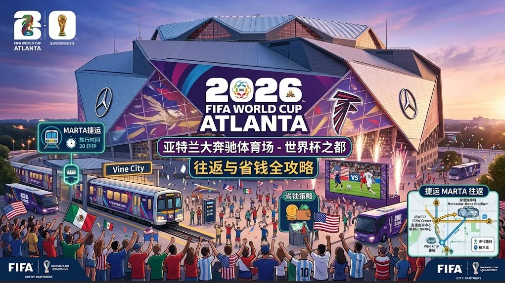 2026亚特兰大世界杯交通攻略：奔驰体育场(Mercedes-Benz Stadium)往返/停车/MARTA避坑指南