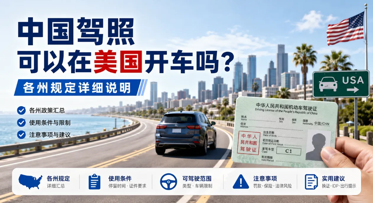 中国驾照可以在美国开车吗？各州规定详细说明（2026最新版）